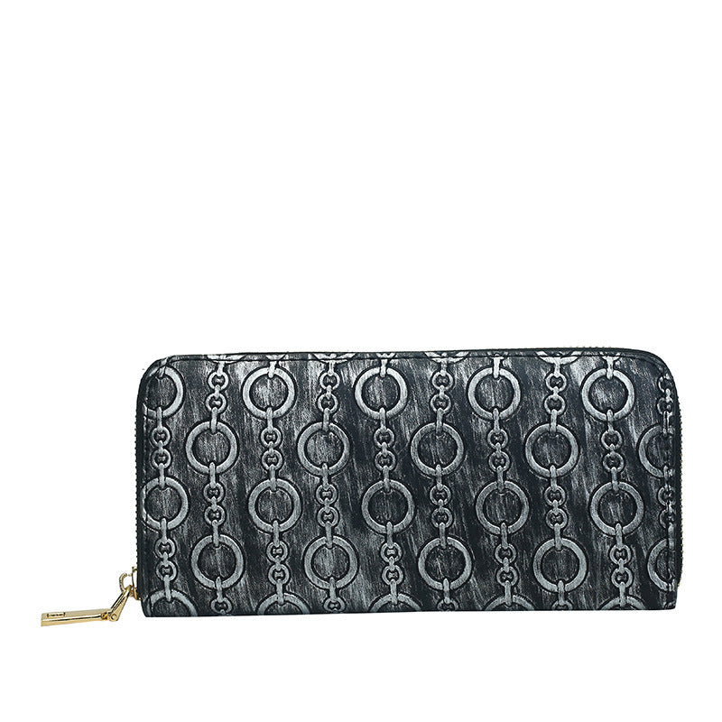 Pochette coréenne longue en relief pour femmes, portefeuilles de grande capacité pour dames