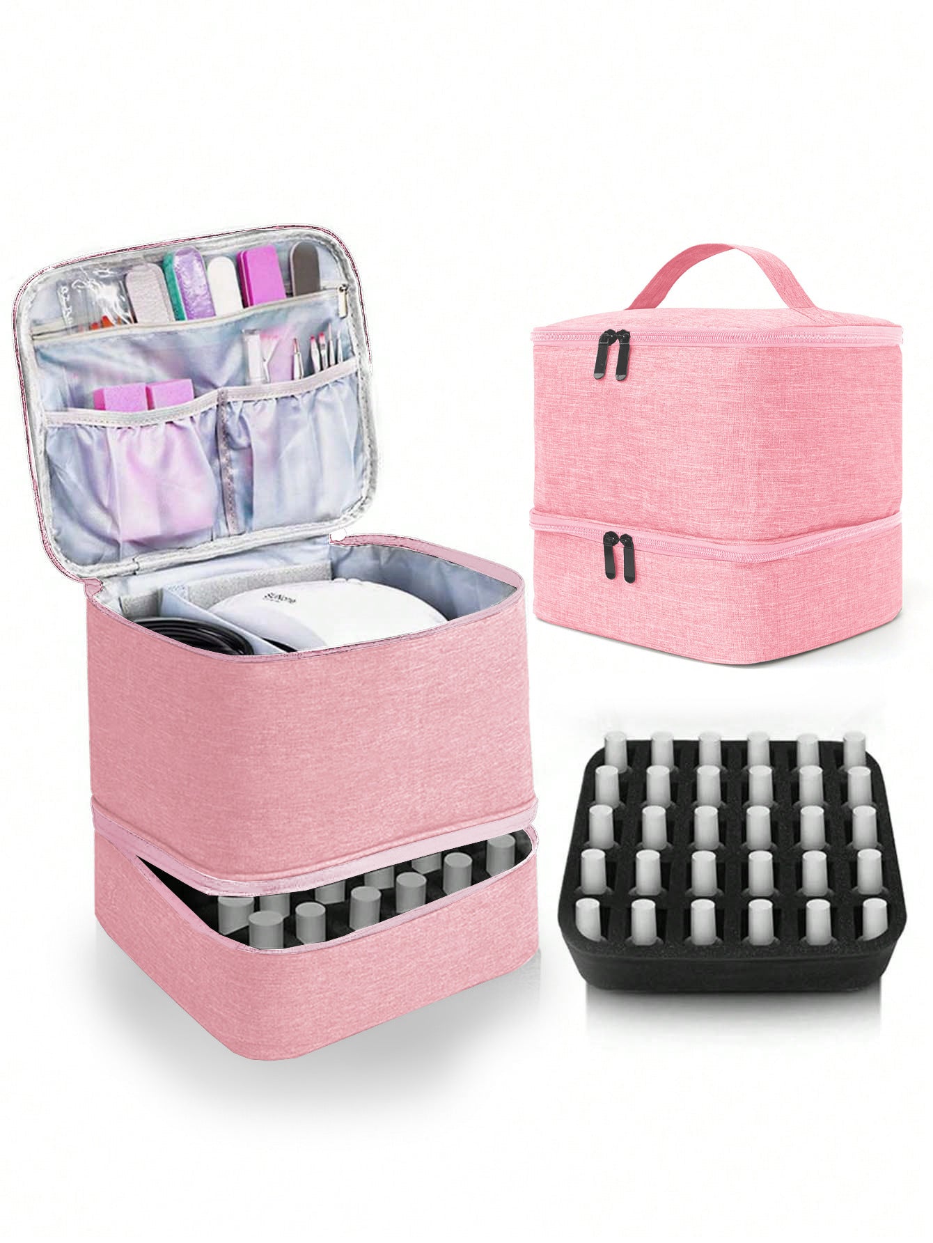 Double Storage Heightened Large Capacity Portable Cosmetic Bags