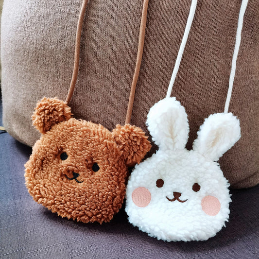 Children's Korean Style Infant Cute Cartoon Plush Rabbit Winter Coin Purses