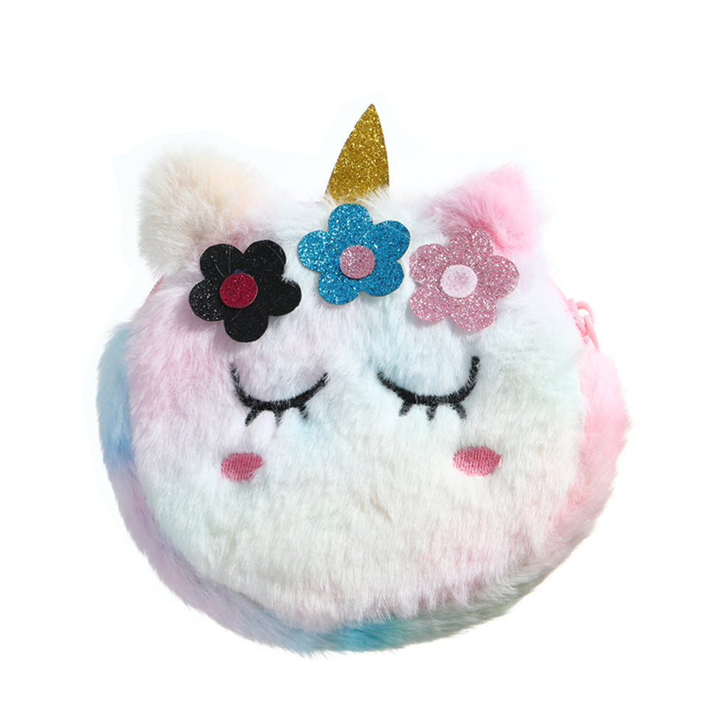 Children's Plush Cartoon Change Cute Flower Burden Coin Purses