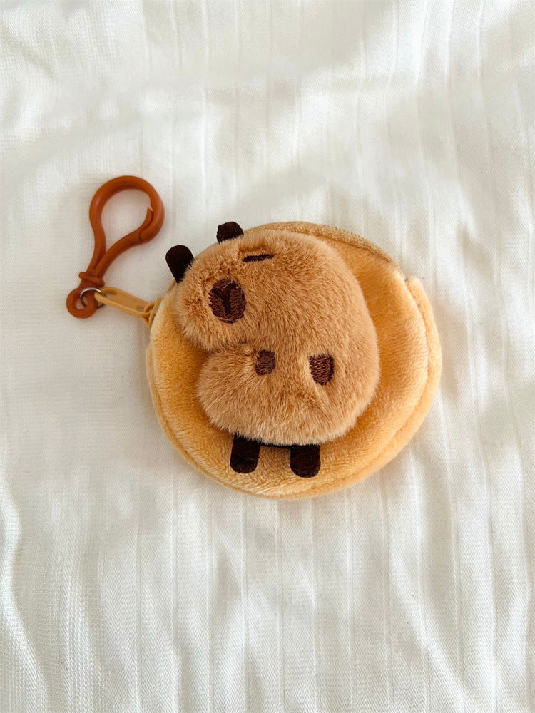 Dessin animé Capra Capybara peluche Mini casque porte-monnaie