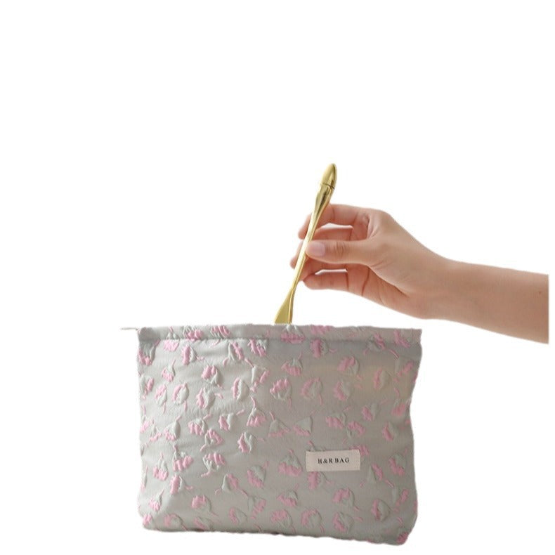 Embossed Floral Portable Storage Large Capacity Cosmetic Bags