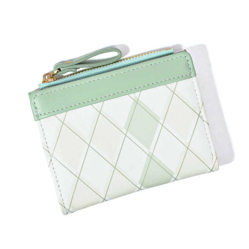 Plaid Contrast Color Minimalist Female Dopamine Card Holder