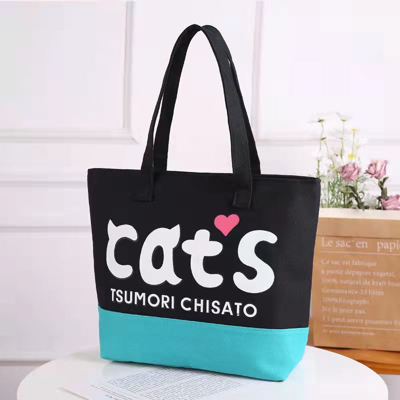 Women's Printed Letter Canvas Tote Large Capacity Shoulder Bags