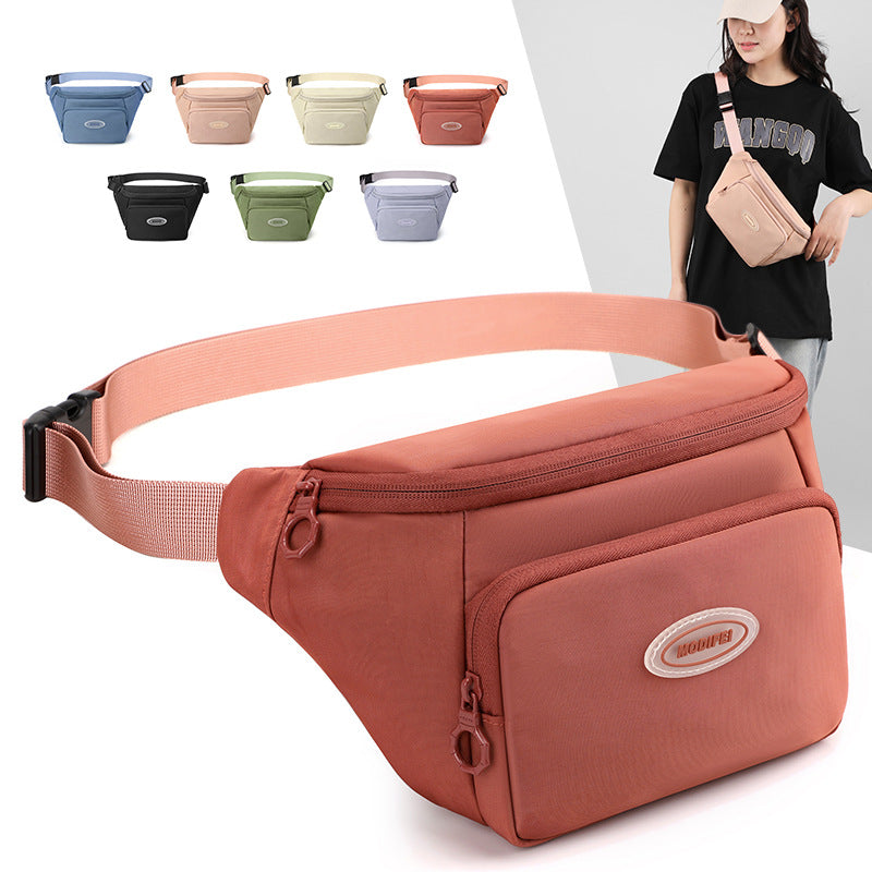 Women's Fashion Nylon Cloth Simple Solid Color Waist Packs