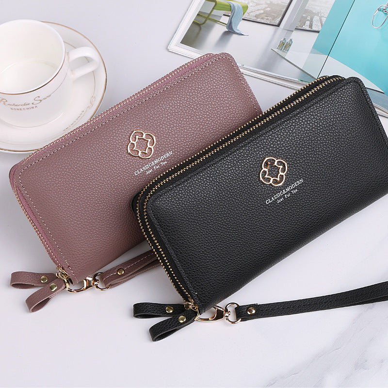 Women's Korean Style Long Double Layer Zip Purses