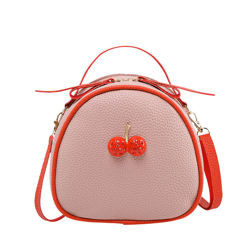 Women's Style Lychee Pattern Contrast Color Cherry Phone Bags