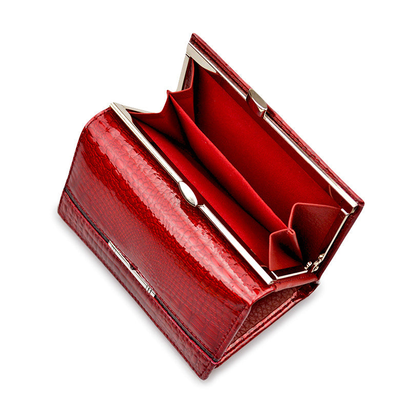 Women's Leather Exquisite Design Clip First Layer Ladies Wallets