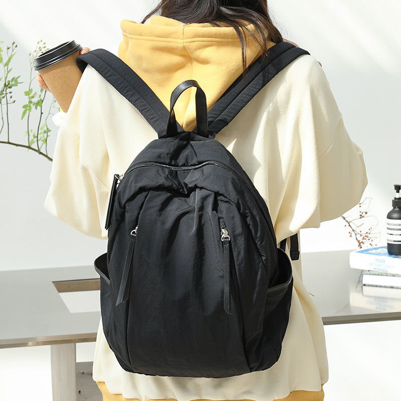 Women's Artistic Canvas Simple Pleated Washed Fashion Backpacks