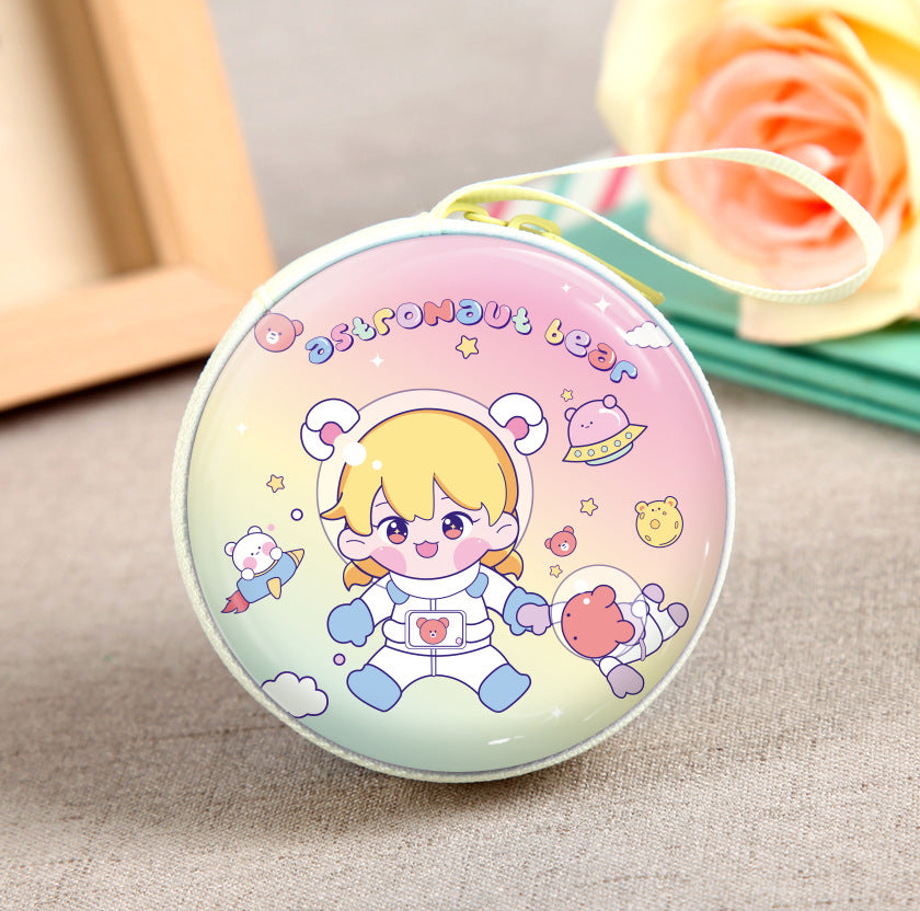 Children's Creative Cute Tinplate Cartoon Change Headset Bags