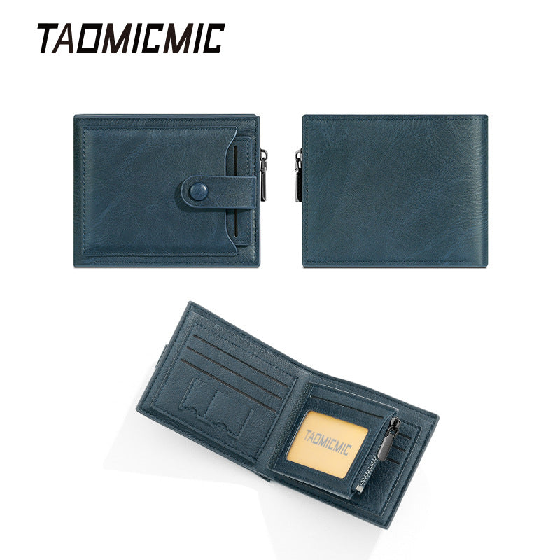 Men's Short Simple Zipper Large Capacity Trendy Men's Wallets