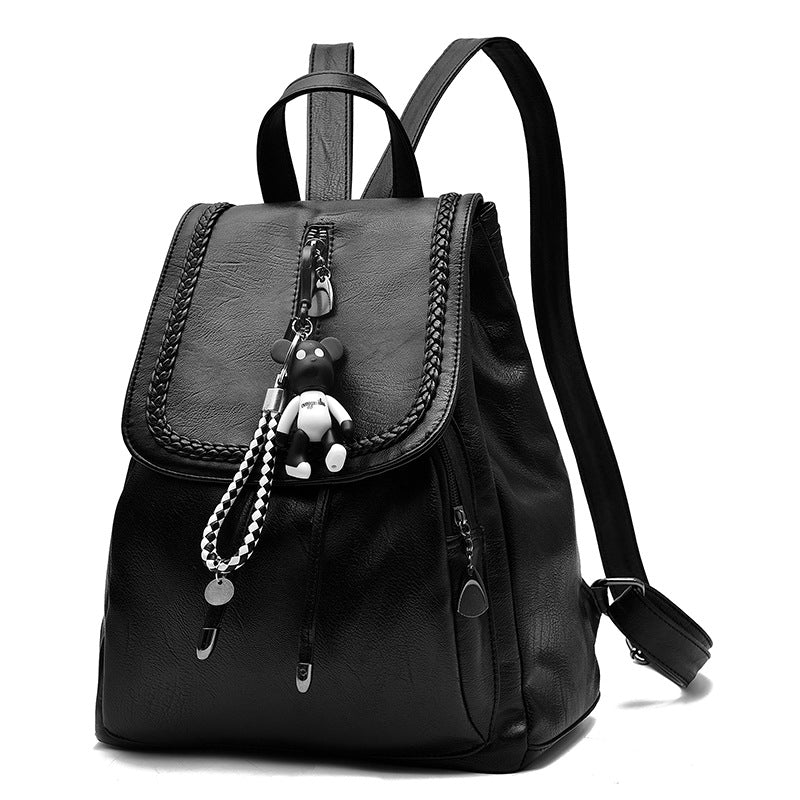 Women's Korean Style Versatile Fashion Cattlehide Large Backpacks