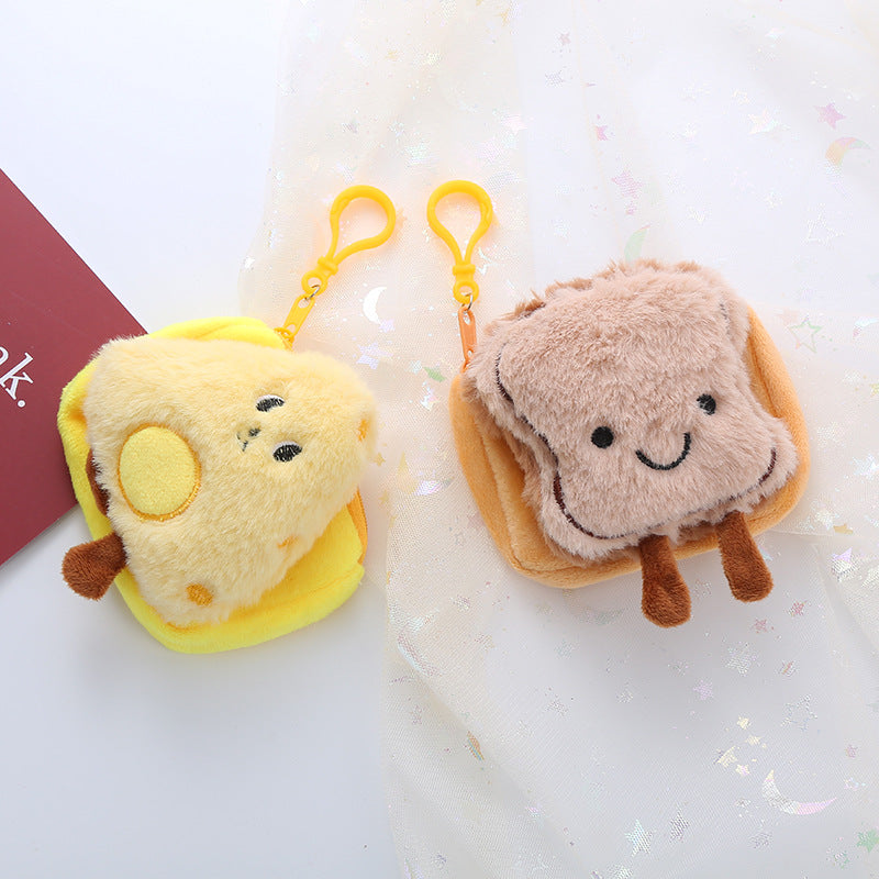 Plush Cheese Egg Toast Ornaments Prize Claw Coin Purses