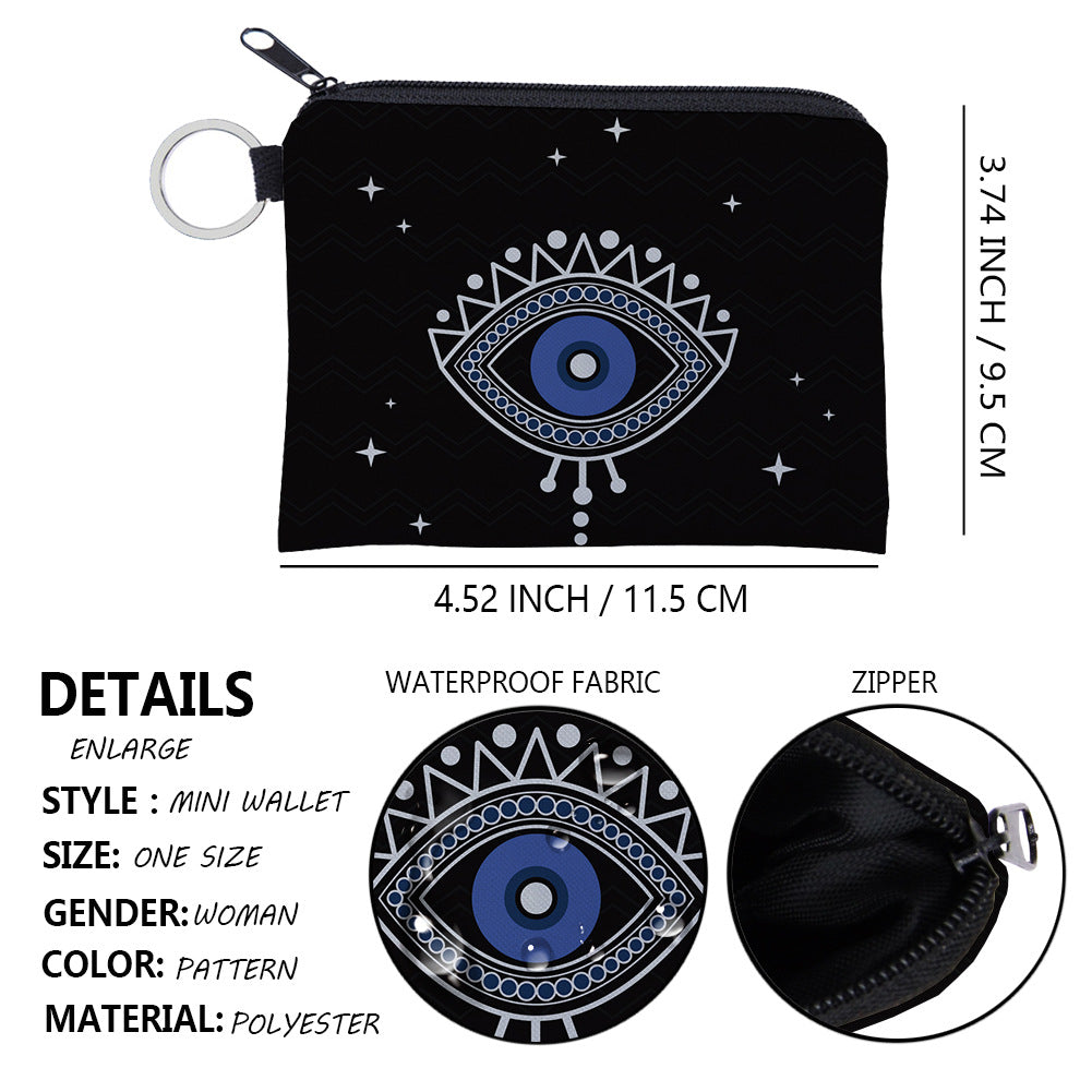 Women's Evil Eye Printing Pattern Zipper Small Purses