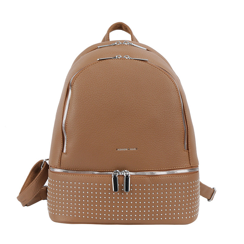 Women's Lychee Pattern Double Mouth Quality Fashion Backpacks