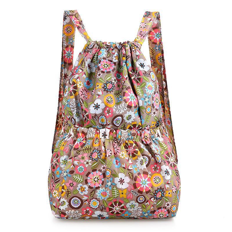 Women's Fashionable Simple Printed Drawstring Pocket Lightweight Backpacks