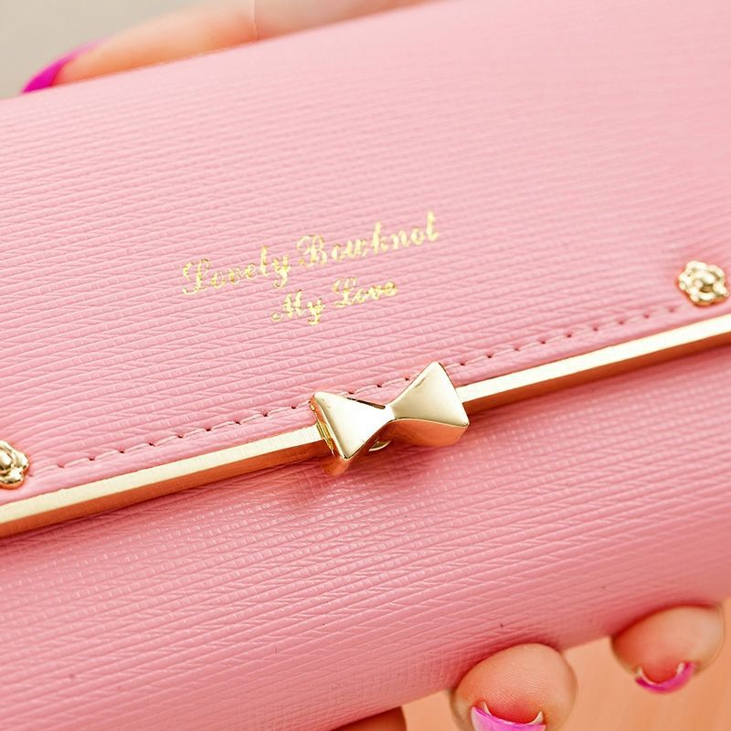 Women's Long Trendy Fresh Bow Clutch Mobile Ladies Wallets