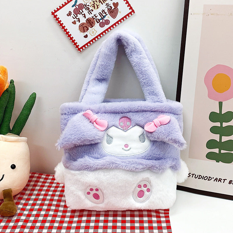 Children's Cute Big Ear Dog Furry Hand Children's Shoulder Bags