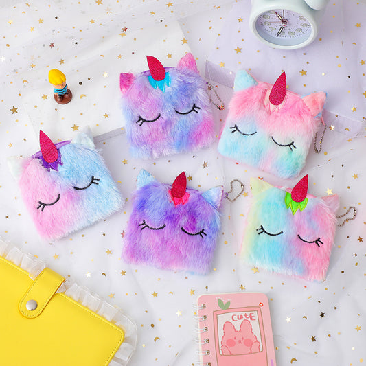 Cadeaux licorne de dessin animé pour enfants, cadeau en peluche, porte-monnaie pour enfants