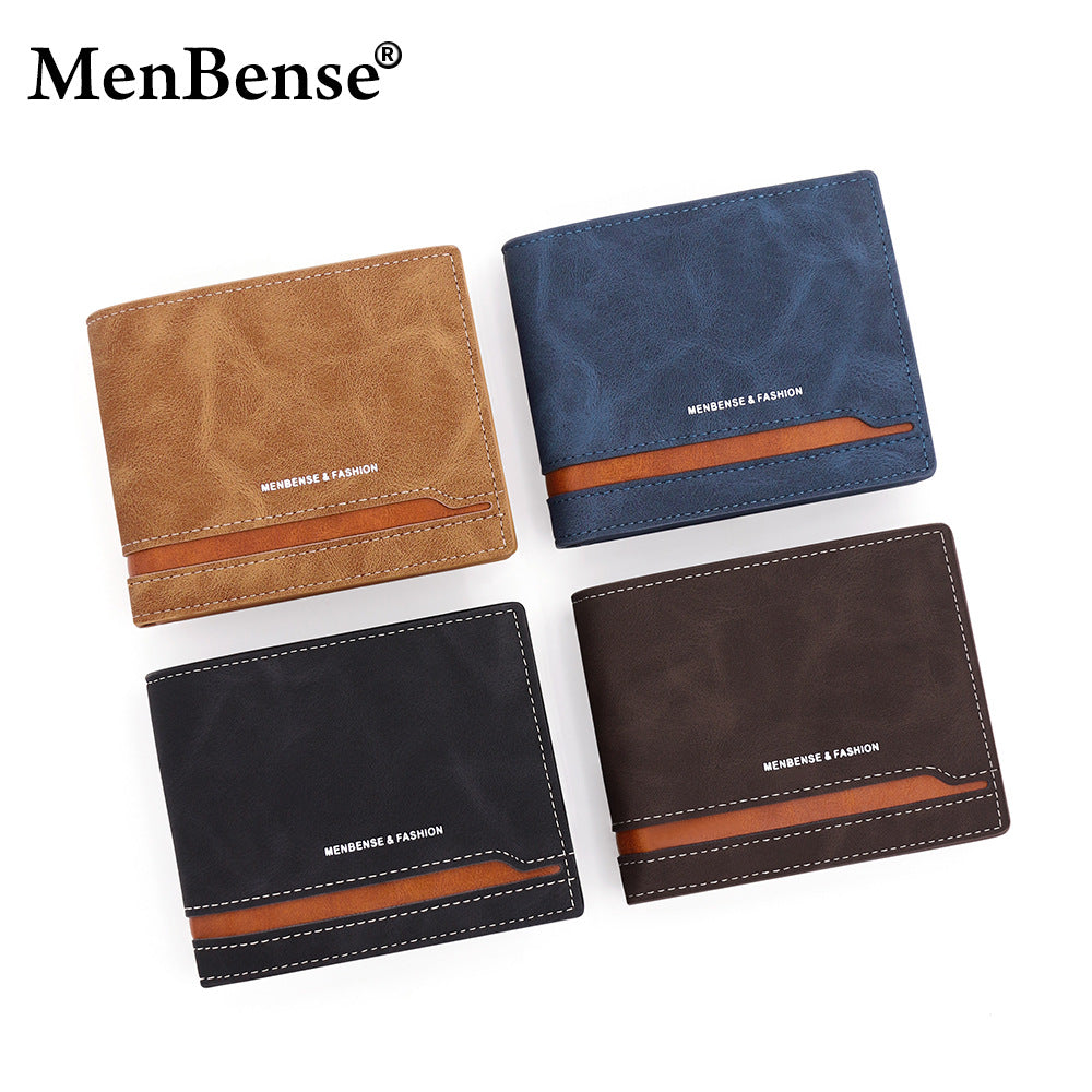 Men's Frosted Fabric Retro Patchwork Contrast Color Men's Wallets