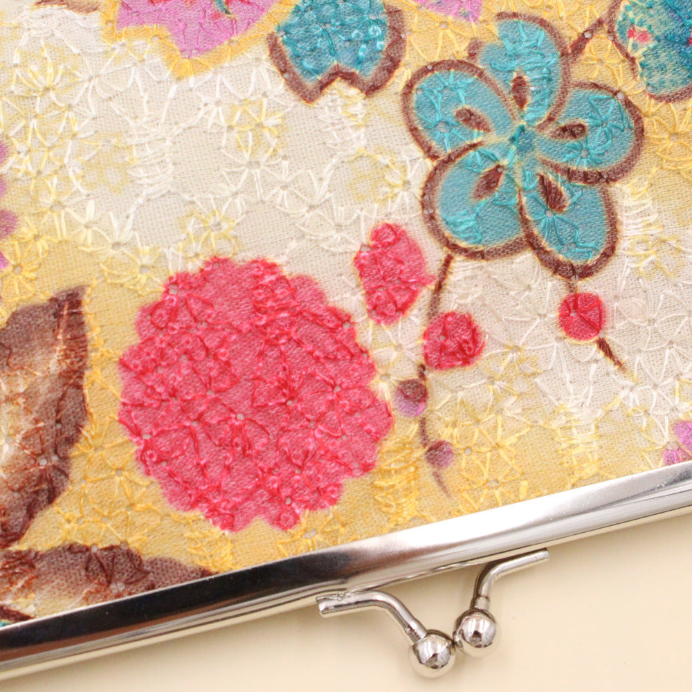 Women's Fashion Embroidery Long Fabric Clutch Ten Ladies Wallets