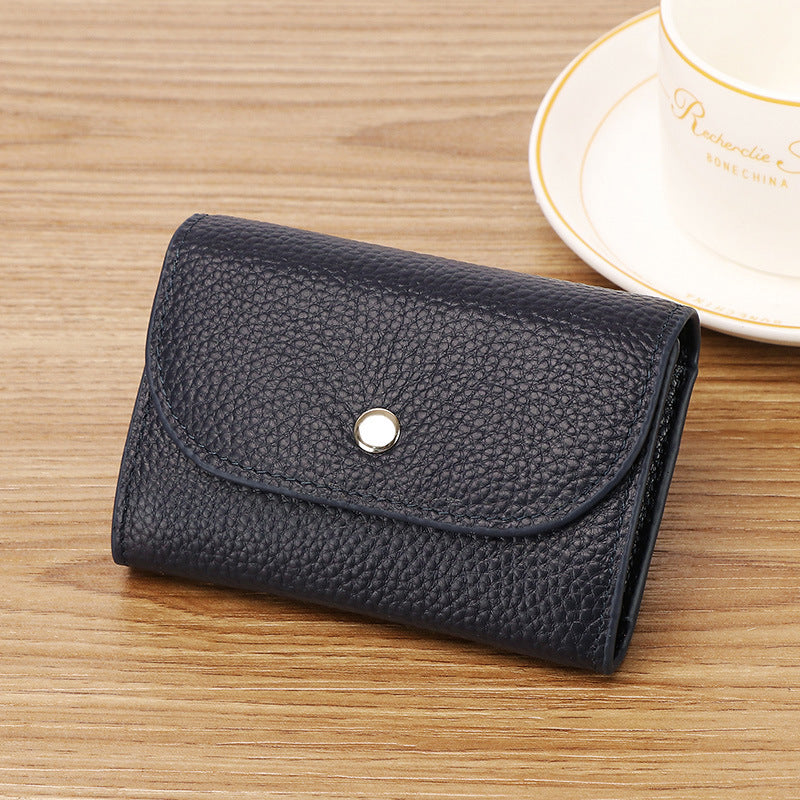 Mini porte-monnaie en cuir authentique au toucher tactile pour femme et homme