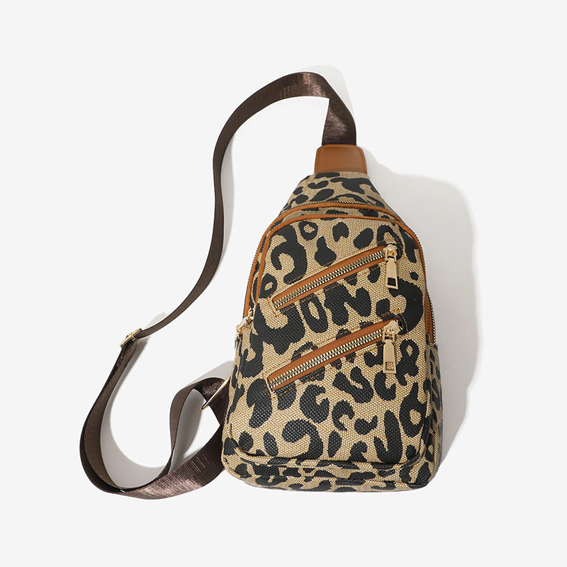 Women's Leopard Print Contrast Color One Cell Waist Packs