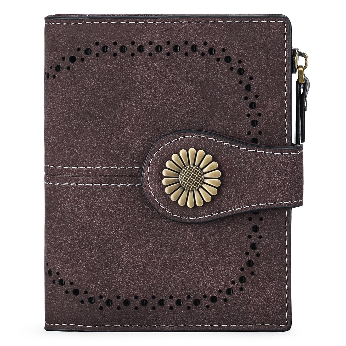 Women's Short Oil Wax Leather Zipper Ladies Wallets