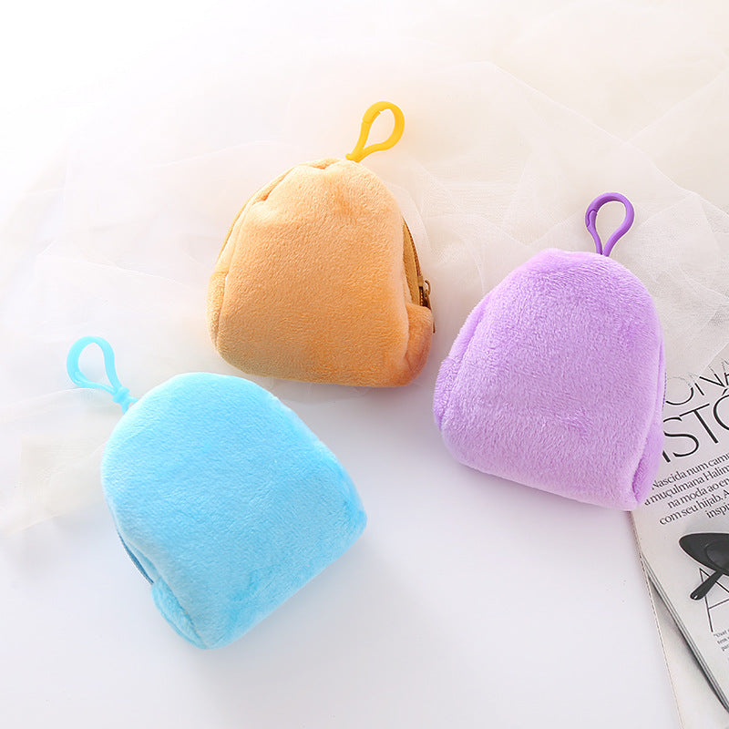 Petit porte-monnaie simple et solide en peluche couleur bonbon