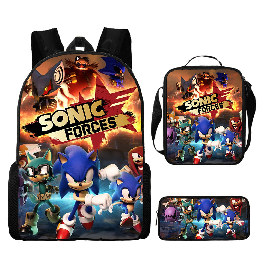 Sonic Primary Three-piece Set Cartoon Animation Bags