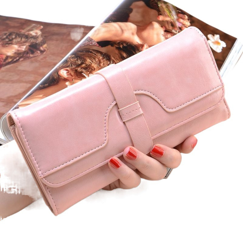 Women's Wax Leather Long Retro Large Capacity Ladies Wallets