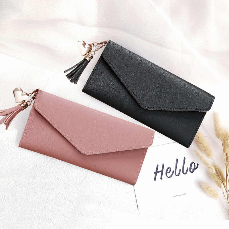 Women's Long Fashionable Korean Style Simple Heart Ladies Wallets