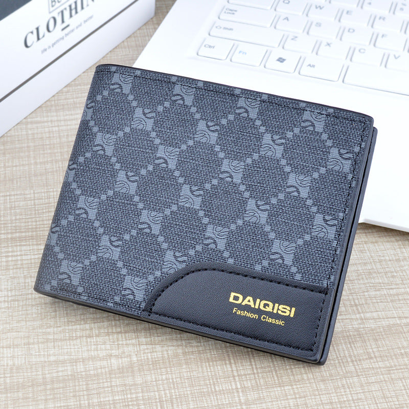 Men's Retro Male Youth Printed Checks Soft Men's Wallets