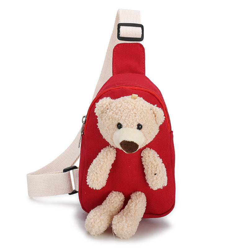 Bear Cartoon Canvas Small Boys Primary Children's Shoulder Bags