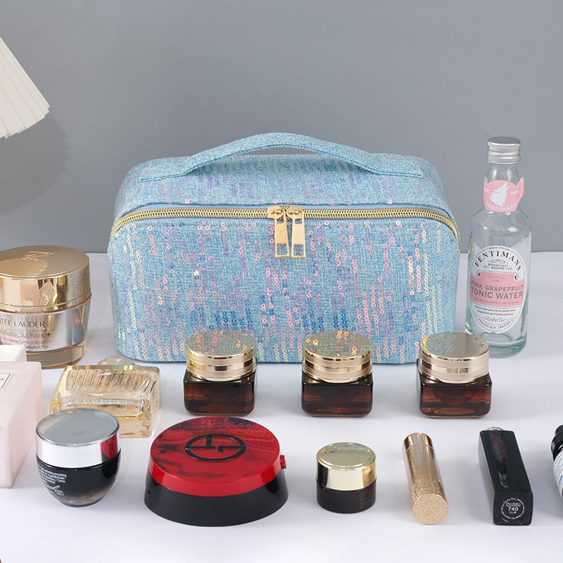 Classic Style Colorful Sequin Soft Large Capacity Storage Wash Cosmetic Bags