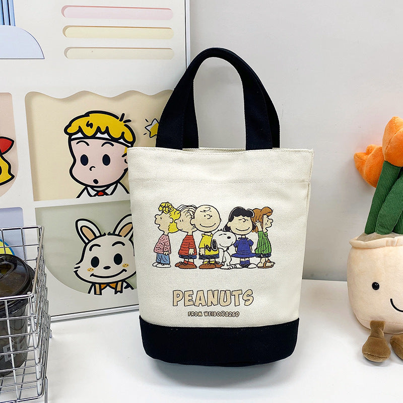 Bucket Canvas Cartoon Printed Animal Letter Bags