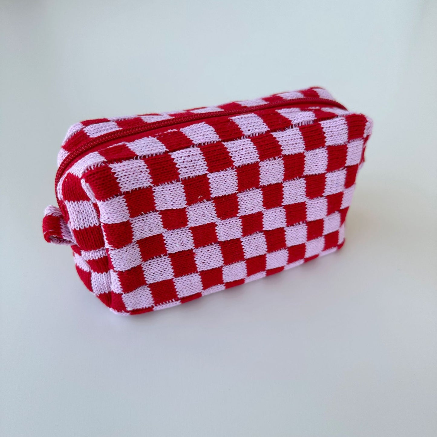 Knitted Large Capacity Chessboard Plaid Stripes Color Matching Cosmetic Bags